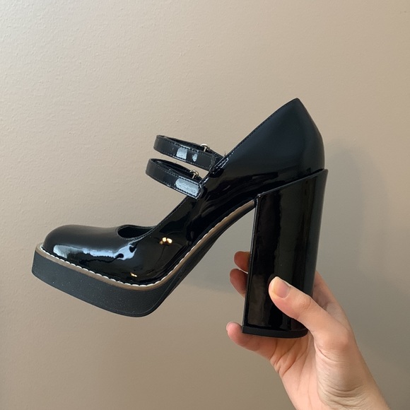 Steve Madden Chunky Black Patent Heels - Picture 9 of 16